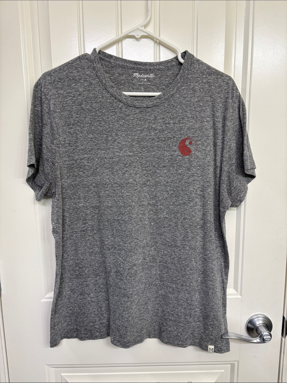 Madewell Gray‎ Short Sleeve Crewneck Tee with Small Red Logo